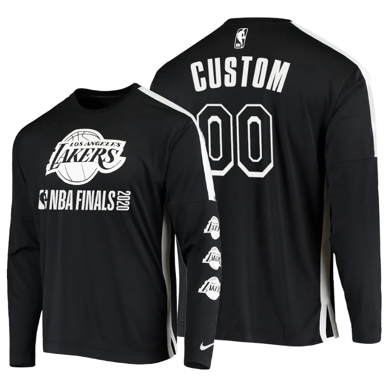 Men's Los Angeles Lakers Custom #00 NBA Long Sleeve 2020 Finals Shooting Playoffs Black Basketball T-Shirt FCJ6283RR
